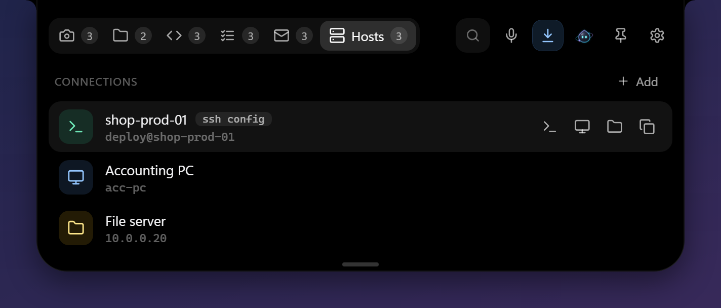 A list of SSH, RDP and SMB hosts